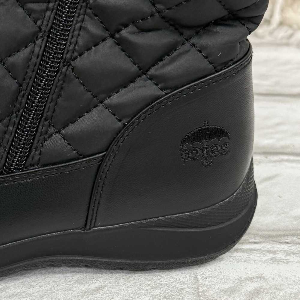 The Totes Jade Quilted Snow Boot Faux Fur Size 7M Black All Weather Winter Boots - Picture 8 of 13